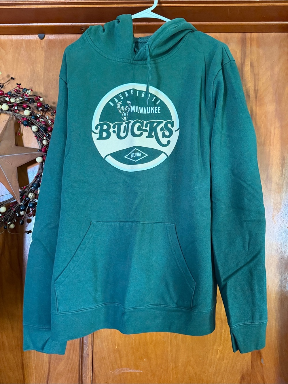 NBA Milwaukee Bucks Green Hoodie with White Logo